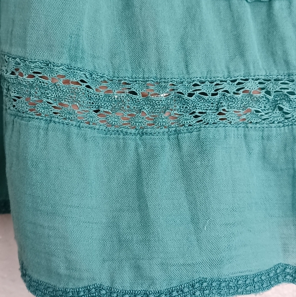 Sundance Aria 100% Cotton Sz XXS Lace Ruffle Boho Tiered Short-Sleeve Top - Picture 12 of 16